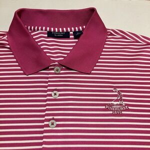 Pinehurst Polo Mens Size XL Pink Adidas Performance Golf Shirt Striped Sports
